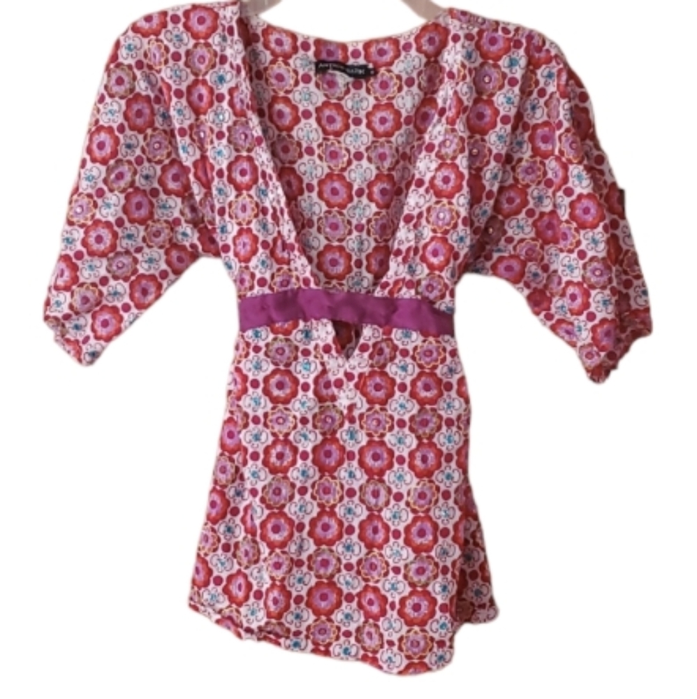Antik Batik Embroidered Sequin Beaded Floral‎ Top Size S